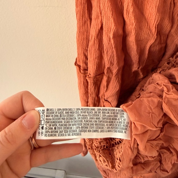 Women’s Plus Size Boho Peach Strapless Lace Maxi Dress Forever21 2X Cottagecore - Picture 6 of 8